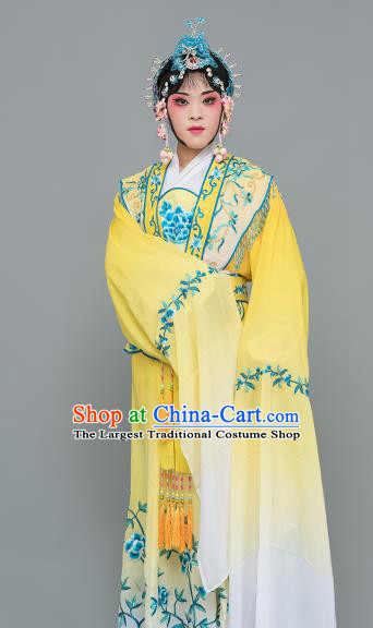 Chinese Traditional Peking Opera Princess Yellow Dress Classical Beijing Opera Actress Costume for Adults