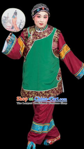 Chinese Traditional Peking Opera Old Women Green Clothing Classical Beijing Opera Matchmaker Costume for Adults