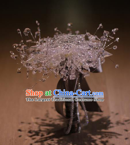 Chinese Traditional Wedding Bridal Bouquet Hand Crystal Flowers Bunch for Women