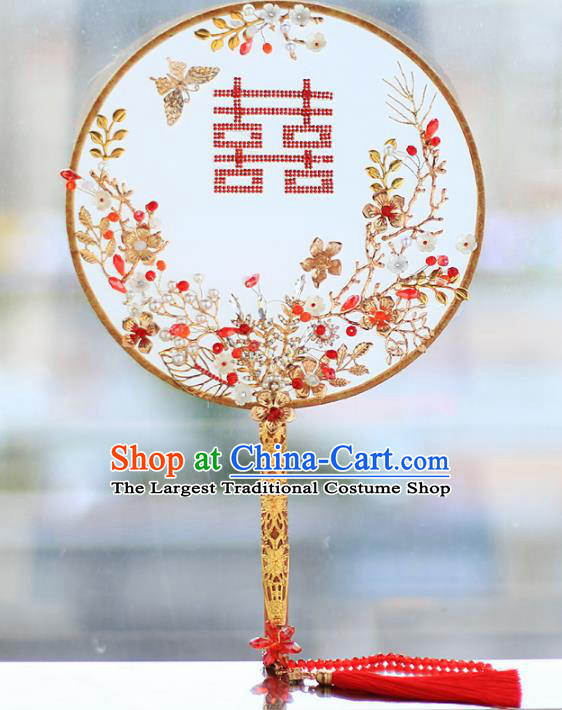 Chinese Traditional Wedding Round Fans Classical Bride Palace Fan for Women
