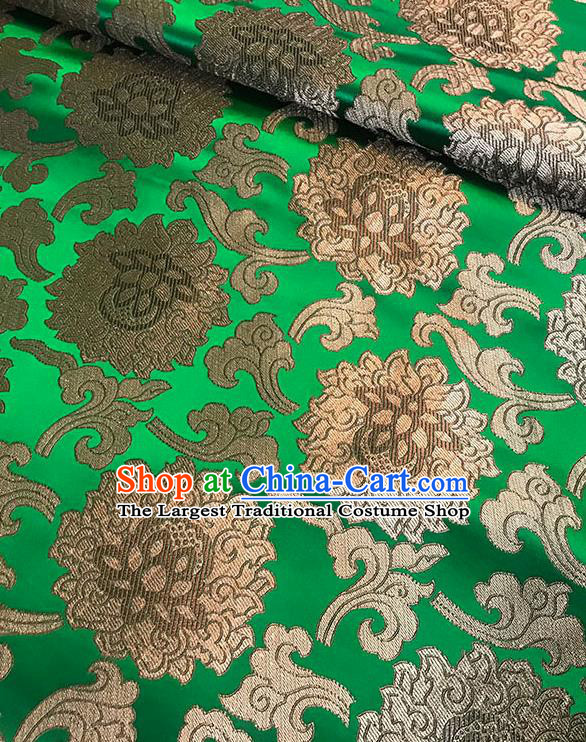 Asian Chinese Twine Lotus Pattern Green Brocade Fabric Traditional Silk Fabric Tang Suit Material