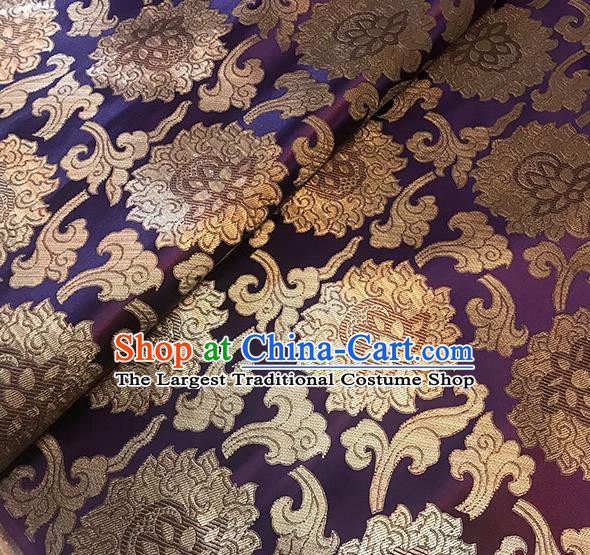 Asian Chinese Twine Lotus Pattern Purple Brocade Fabric Traditional Silk Fabric Tang Suit Material