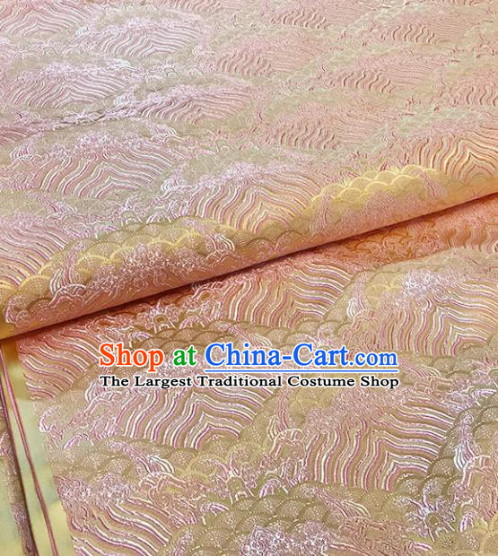 Asian Chinese Twine Waves Pattern Pink Brocade Fabric Traditional Silk Fabric Tang Suit Material