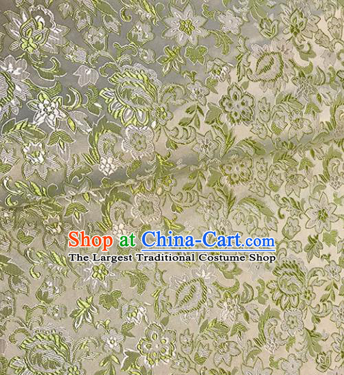 Asian Chinese Royal Flowers Pattern White Brocade Fabric Traditional Silk Fabric Tang Suit Material
