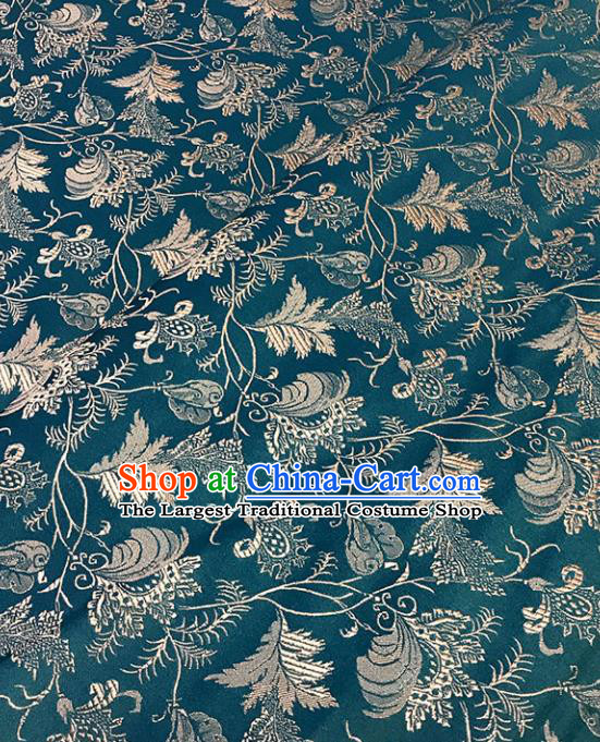 Asian Chinese Royal Twine Leaf Pattern Green Brocade Fabric Traditional Silk Fabric Tang Suit Material