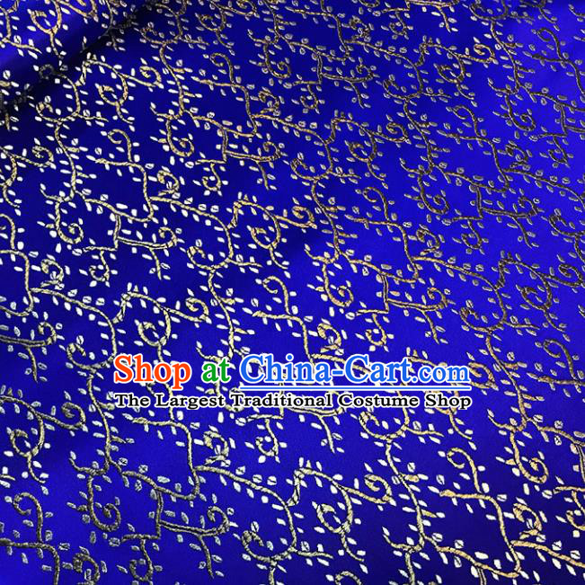Asian Chinese Royal Sesame Flower Pattern Royalblue Brocade Fabric Traditional Silk Fabric Tang Suit Material
