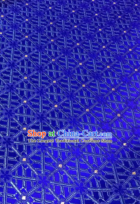 Asian Chinese Royal Rhombus Phoenix Pattern Royalblue Brocade Fabric Traditional Silk Fabric Tang Suit Material