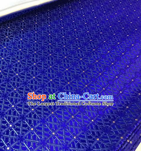 Asian Chinese Royal Rhombus Phoenix Pattern Royalblue Brocade Fabric Traditional Silk Fabric Tang Suit Material