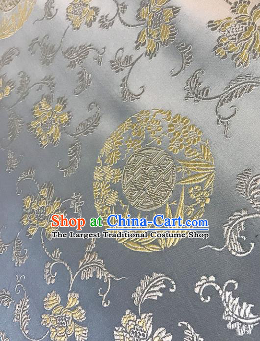 Asian Chinese Royal Bamboo Peony Pattern White Brocade Fabric Traditional Silk Fabric Tang Suit Material