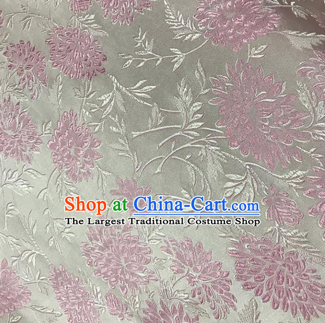 Asian Chinese Royal Pink Chrysanthemum Pattern Brocade Fabric Traditional Silk Fabric Tang Suit Material