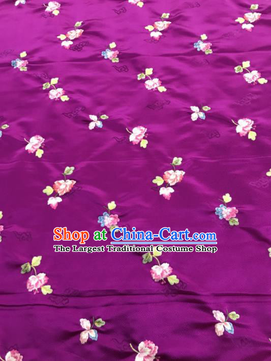 Asian Chinese Embroidered Begonia Flower Pattern Purple Brocade Fabric Traditional Cheongsam Silk Fabric Material