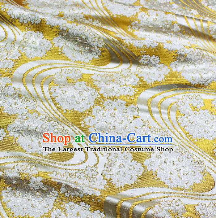 Asian Chinese Royal Pattern Golden Brocade Fabric Traditional Silk Fabric Kimono Material