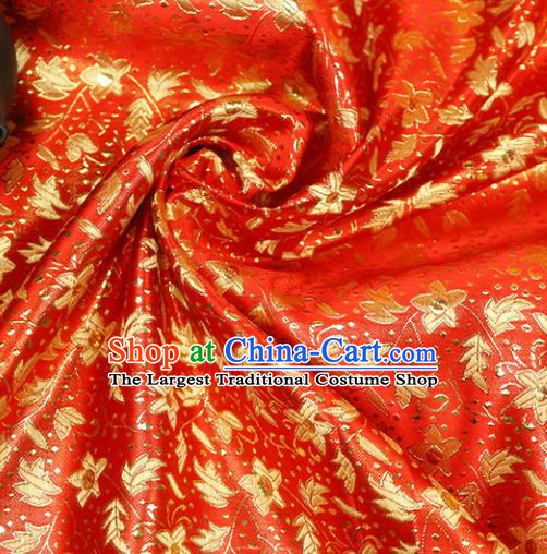 Asian Chinese Royal Flowers Pattern Red Brocade Fabric Traditional Silk Fabric Tang Suit Material