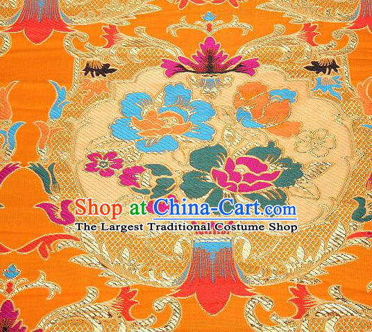 Asian Chinese Traditional Pattern Yellow Nanjing Brocade Fabric Tang Suit Silk Material