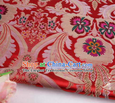 Asian Chinese Traditional Pattern Red Nanjing Brocade Fabric Tang Suit Silk Material
