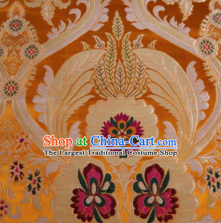 Asian Chinese Traditional Pattern Golden Nanjing Brocade Fabric Tang Suit Silk Material