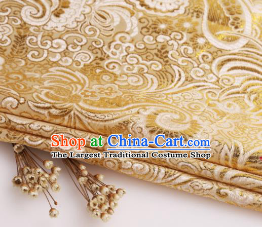 Asian Chinese Traditional Pipa Flowers Pattern Yellow Nanjing Brocade Fabric Tang Suit Silk Material