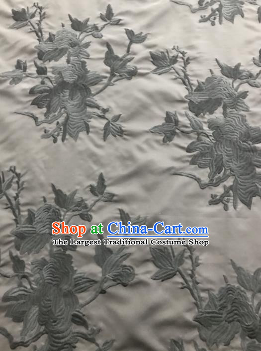 Asian Chinese Suzhou Embroidered Pattern White Silk Fabric Material Traditional Cheongsam Brocade Fabric