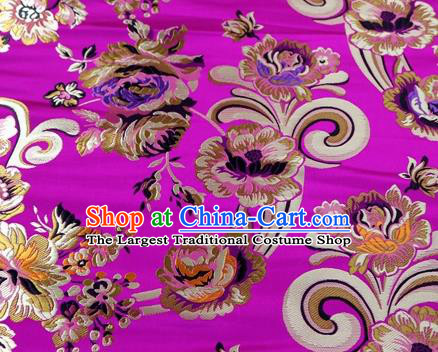 Asian Chinese Traditional Tang Suit Royal Flowers Pattern Rosy Nanjing Brocade Fabric Silk Fabric Material