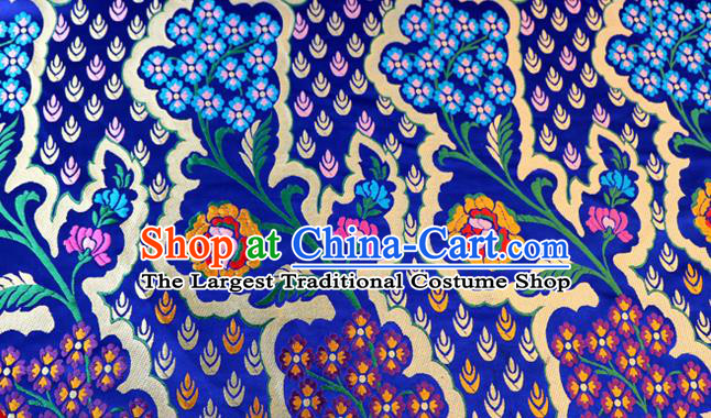 Asian Chinese Traditional Royalblue Nanjing Brocade Fabric Tang Suit Royal Pattern Silk Fabric Material