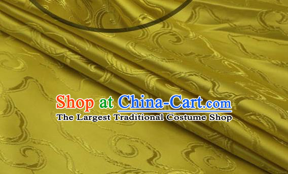 Asian Chinese Traditional Royal Auspicious Clouds Pattern Yellow Brocade Fabric Tang Suit Silk Fabric Material