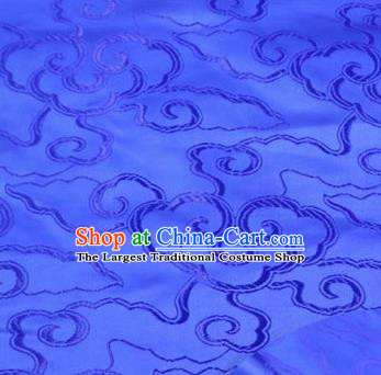 Asian Chinese Traditional Royal Auspicious Clouds Pattern Deep Blue Brocade Fabric Tang Suit Silk Fabric Material