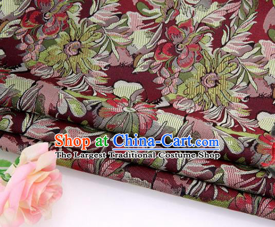 Asian Chinese Traditional Royal Pattern Wine Red Brocade Fabric Tang Suit Silk Fabric Material