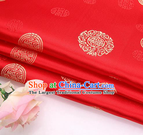 Asian Chinese Traditional Round Pattern Red Brocade Fabric Tang Suit Silk Fabric Material