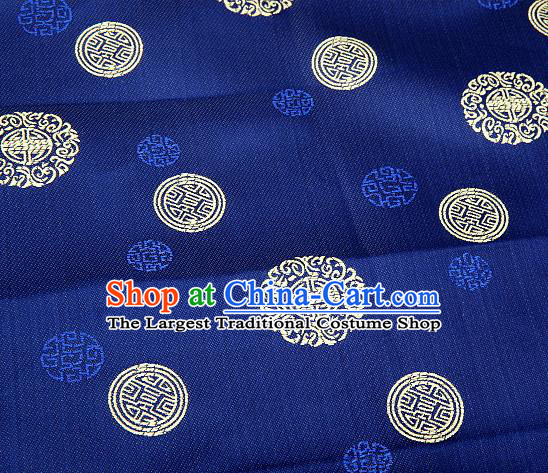 Asian Chinese Traditional Round Pattern Royalblue Brocade Fabric Tang Suit Silk Material
