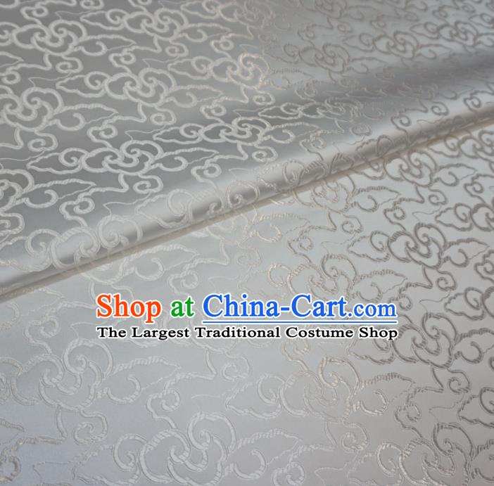 Asian Chinese Traditional Brocade Fabric Clouds Pattern White Satin Tang Suit Silk Material