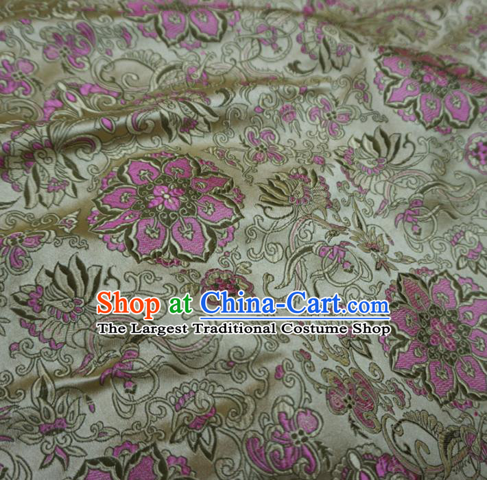 Asian Chinese Traditional Cheongsam Satin Fabric Classical Rosette Pattern Golden Brocade Tang Suit Silk Material