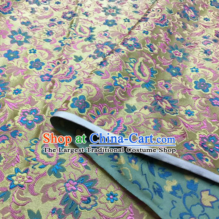 Asian Chinese Classical Scroll Pattern Golden Brocade Traditional Cheongsam Satin Fabric Tang Suit Silk Material