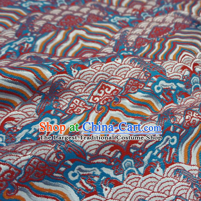 Asian Chinese Classical Waves Design Pattern Brocade Traditional Cheongsam Satin Fabric Tang Suit Silk Material