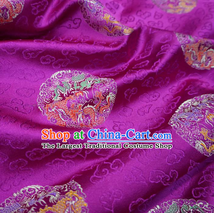 Asian Chinese Classical Dragons Design Pattern Rosy Brocade Traditional Cheongsam Satin Fabric Tang Suit Silk Material