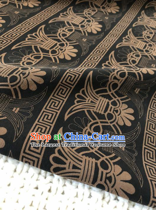 Asian Chinese Classical Design Pattern Black Brocade Traditional Cheongsam Satin Fabric Tang Suit Silk Material