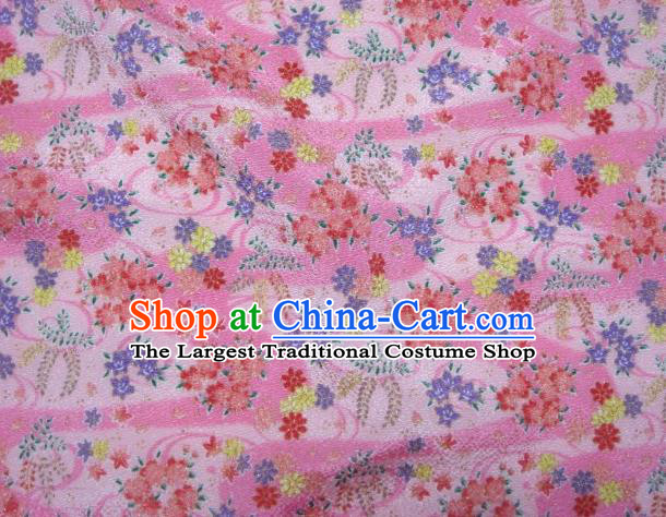 Asian Traditional Classical Oriental Cherry Pattern Pink Tapestry Satin Brocade Fabric Japanese Kimono Silk Material