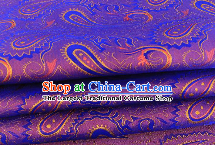 Asian Chinese Classical Peacock Pattern Purple Brocade Traditional Tibetan Robe Satin Fabric Silk Material