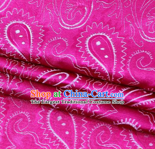 Asian Chinese Classical Peacock Pattern Rosy Brocade Traditional Tibetan Robe Satin Fabric Silk Material