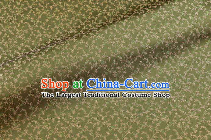 Asian Traditional Classical Acanthus Pattern Green Brocade Fabric Japanese Kimono Satin Silk Material