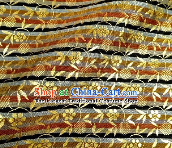 Asian Traditional Classical Bamboo Leaf Pattern Tapestry Satin Nishijin Brocade Fabric Japanese Kimono Silk Material