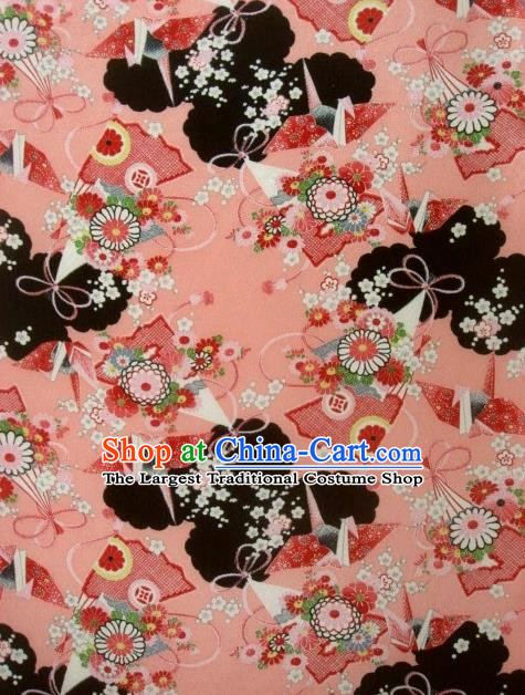 Asian Traditional Classical Daisy Pattern Pink Tapestry Satin Nishijin Brocade Fabric Japanese Kimono Silk Material