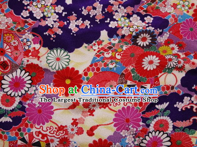 Asian Traditional Classical Pattern Purple Tapestry Satin Nishijin Brocade Fabric Japanese Kimono Silk Material