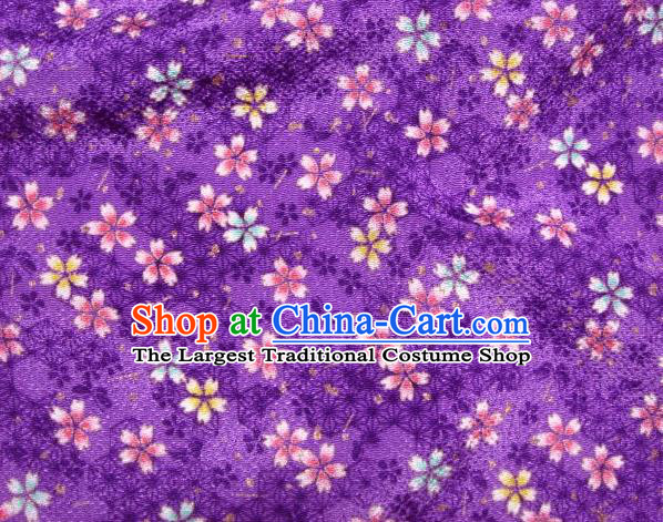 Asian Traditional Kimono Classical Sakura Pattern Purple Brocade Tapestry Satin Fabric Japanese Silk Material