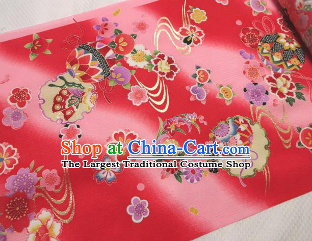 Asian Traditional Kimono Classical Ball Pattern Pink Brocade Tapestry Satin Fabric Japanese Kyoto Silk Material
