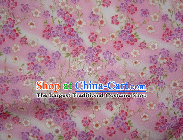 Asian Traditional Classical Sakura Pattern Pink Brocade Tapestry Satin Fabric Japanese Kimono Silk Material