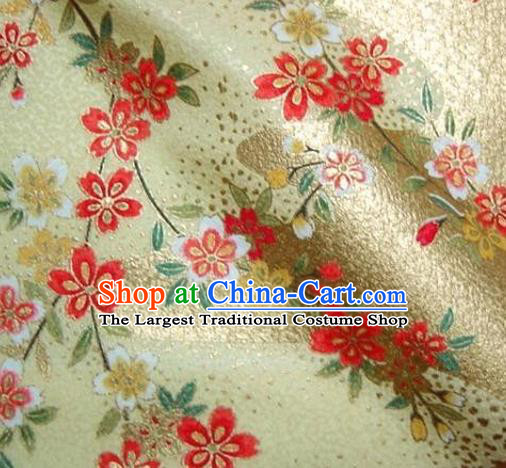 Asian Traditional Kimono Classical Sakura Pattern Golden Damask Brocade Tapestry Satin Fabric Japanese Kyoto Silk Material