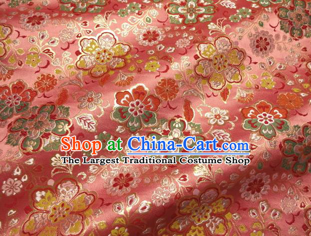 Asian Traditional Classical Pattern Damask Pink Brocade Fabric Japanese Kimono Tapestry Satin Silk Material