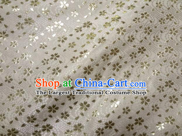 Asian Traditional Baldachin Classical Sakura Pattern White Brocade Fabric Japanese Kimono Tapestry Satin Silk Material