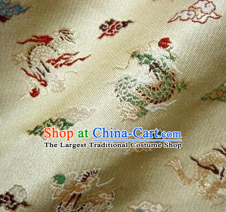 Asian Traditional Baldachin Classical Dragon Pattern Golden Brocade Fabric Japanese Kimono Tapestry Satin Silk Material