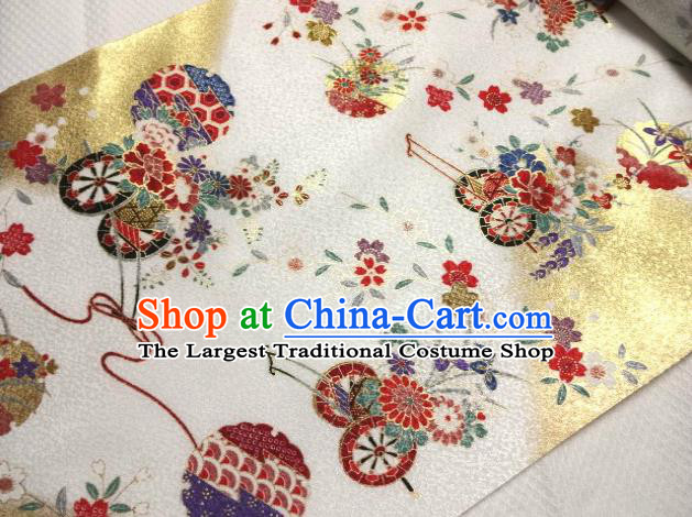 Asian Traditional Kimono Classical Flowers Gharry Pattern Pink Brocade Tapestry Satin Fabric Japanese Kyoto Silk Material